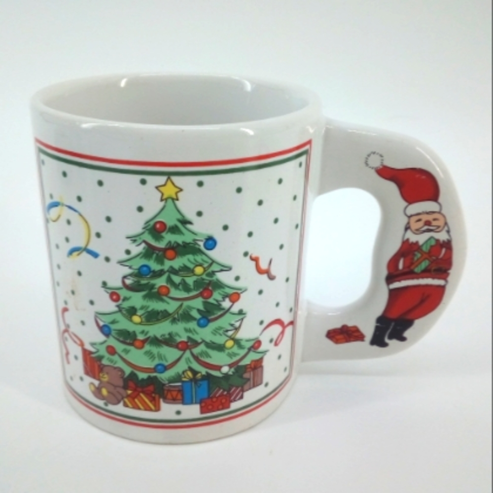 Vintage Woolworth Christmas Tree Santa Clause Mug Colorful